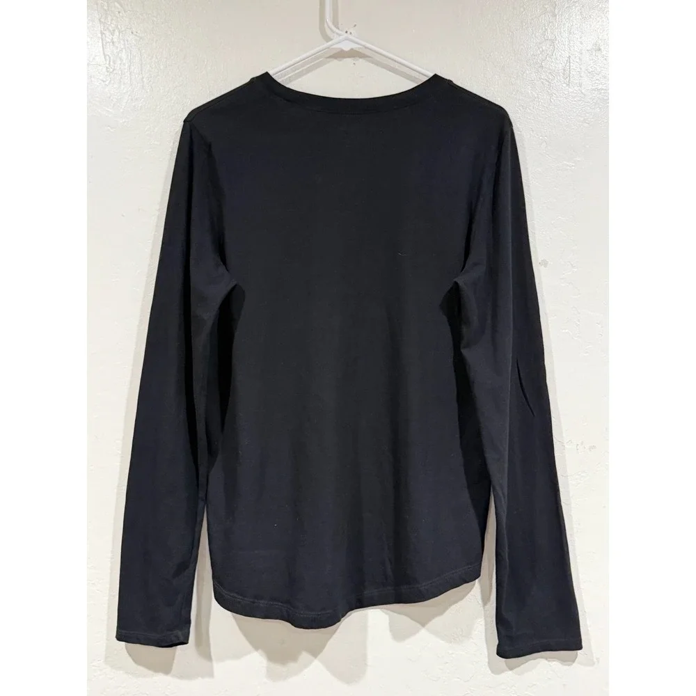 Madewell Essential Long-Sleeve Crewneck Tee Softfade Cotton Black XL - Picture 3 of 5